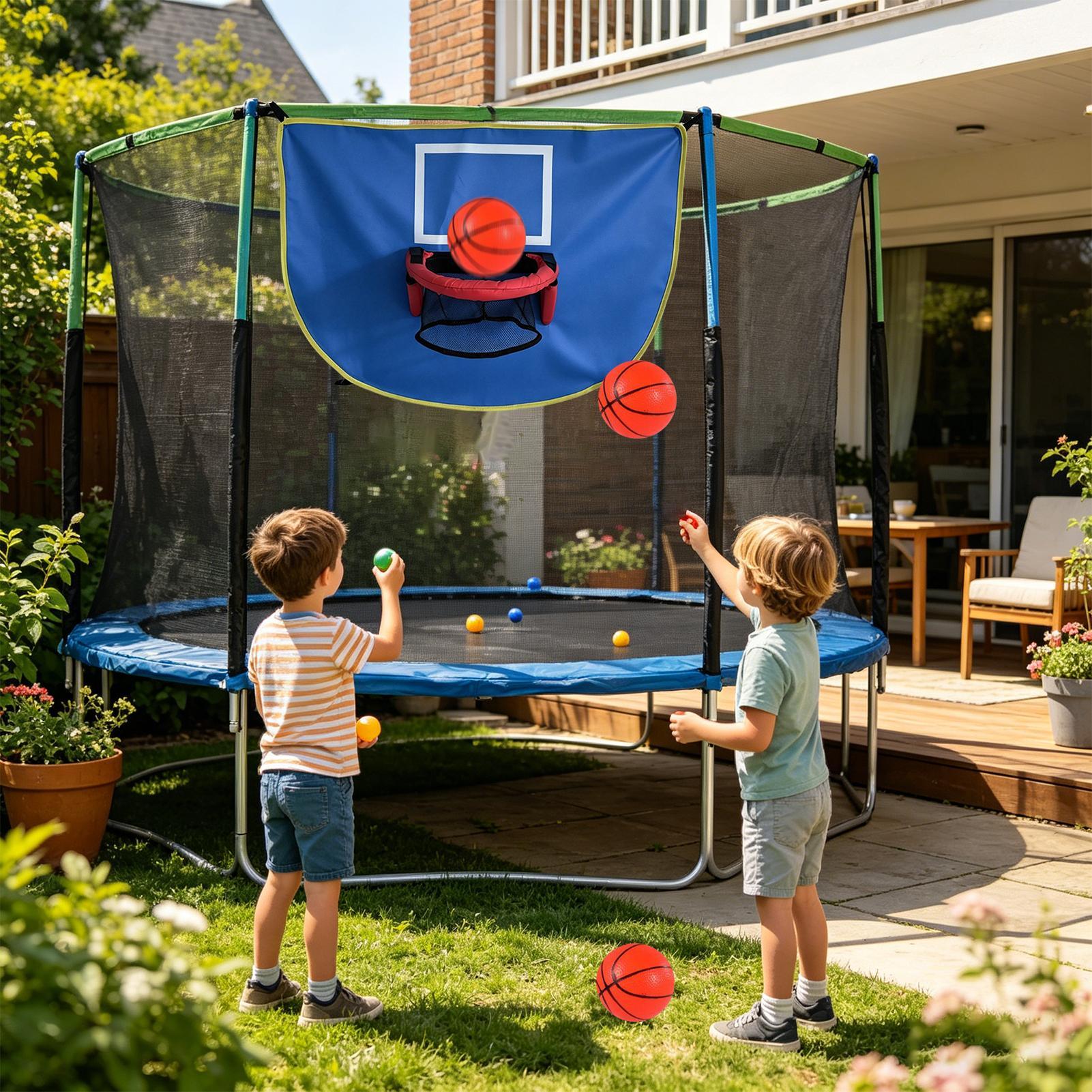 Kids Indoor Outdoor Trampoline - Pompalı ve 3 Toplu Trambolin Basketbol