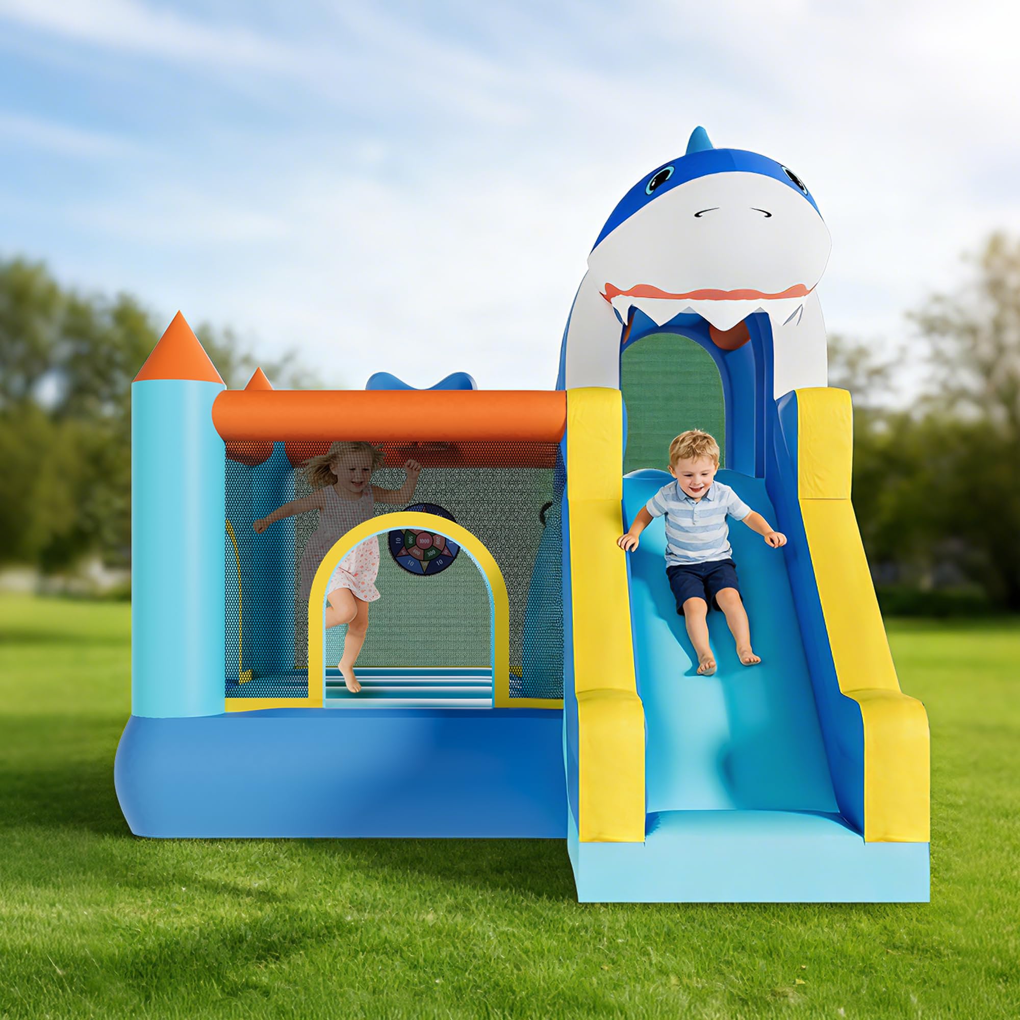 Kids Outdoor Climbing Wall - Şişme Oyun Evi Kaydıraklı ve Üfleyiciyle