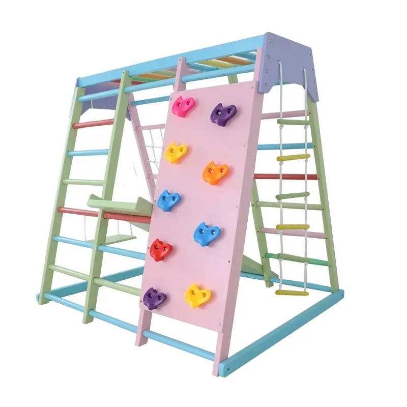 Kids Outdoor Frame - Çocuklar İçin Ahşap Tırmanma Çerçevesi, Salıncaklı