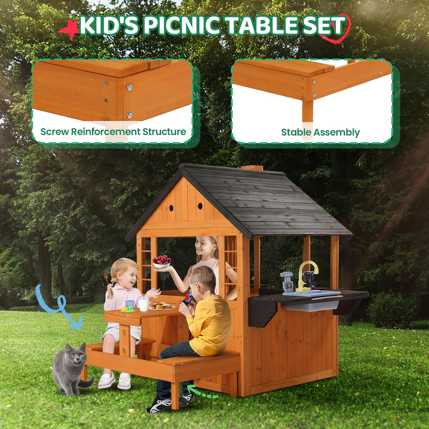 Çocuklar için Ahşap Oyun Evi,  - Kids Outdoor Sink incelemesi ve fiyatı
