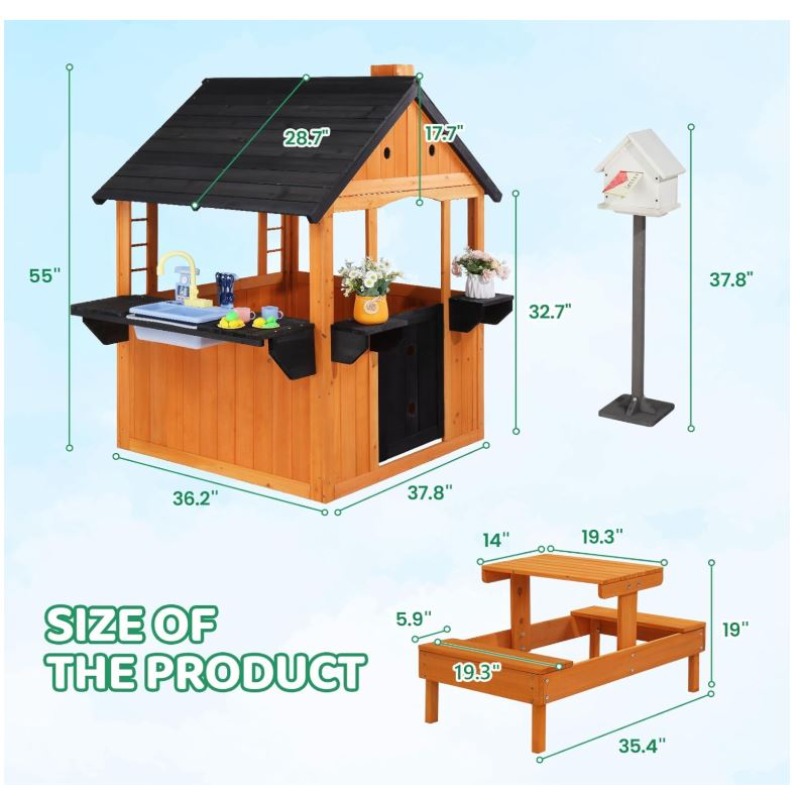 Çocuklar için Ahşap Oyun Evi,  - Kids Outdoor Sink incelemesi ve fiyatı